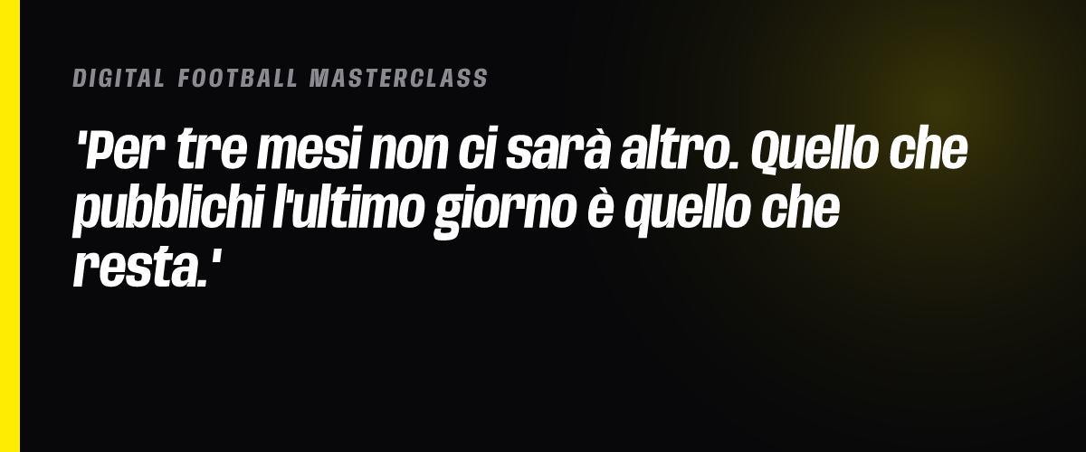 Per tre mesi non ci sarà altro. Quello che pubblichi l'ultimo giorno è quello che resta.